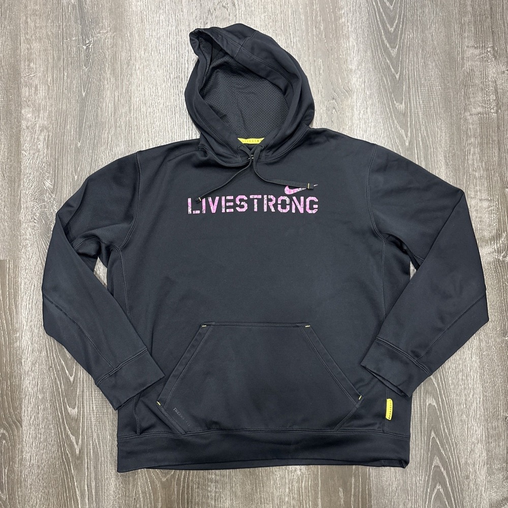 Nike LIVESTRONG Hoodie Men Large Therma-Fit Sweatshirt Camo Pullover 547860-011